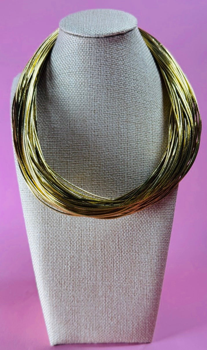 Leatherette Strand Necklace | Gold