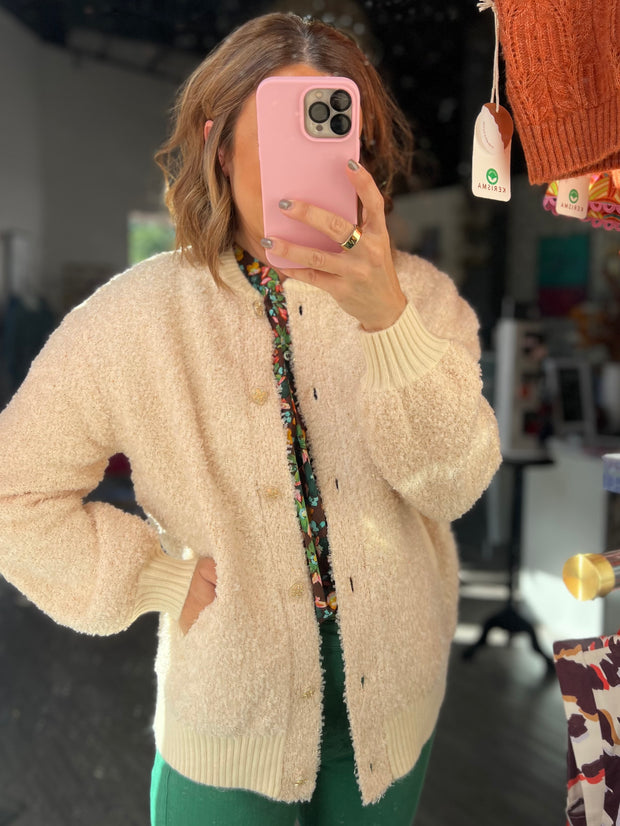 Golden Springs Boucle Sweater Button Up Jacket