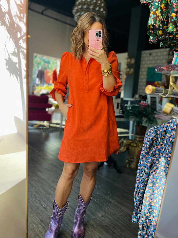 Denver Corduroy Dress | Burnt Orange