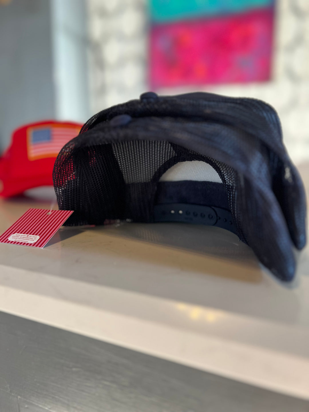 American Flag Patch Trucker Hat | RED