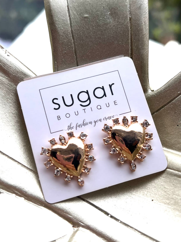 Rhinestone Heart Studs