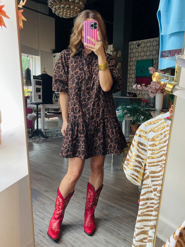 Sandi Ruffle Leopard Dress