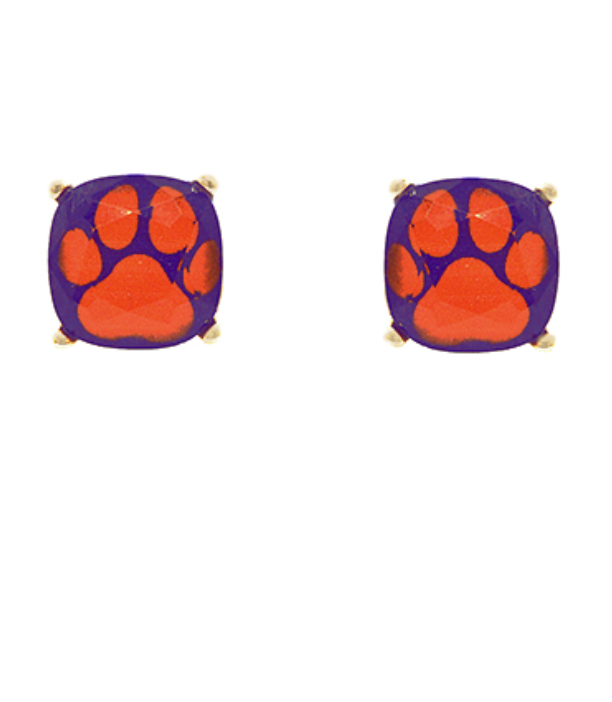 Square Logo Studs | Clemson