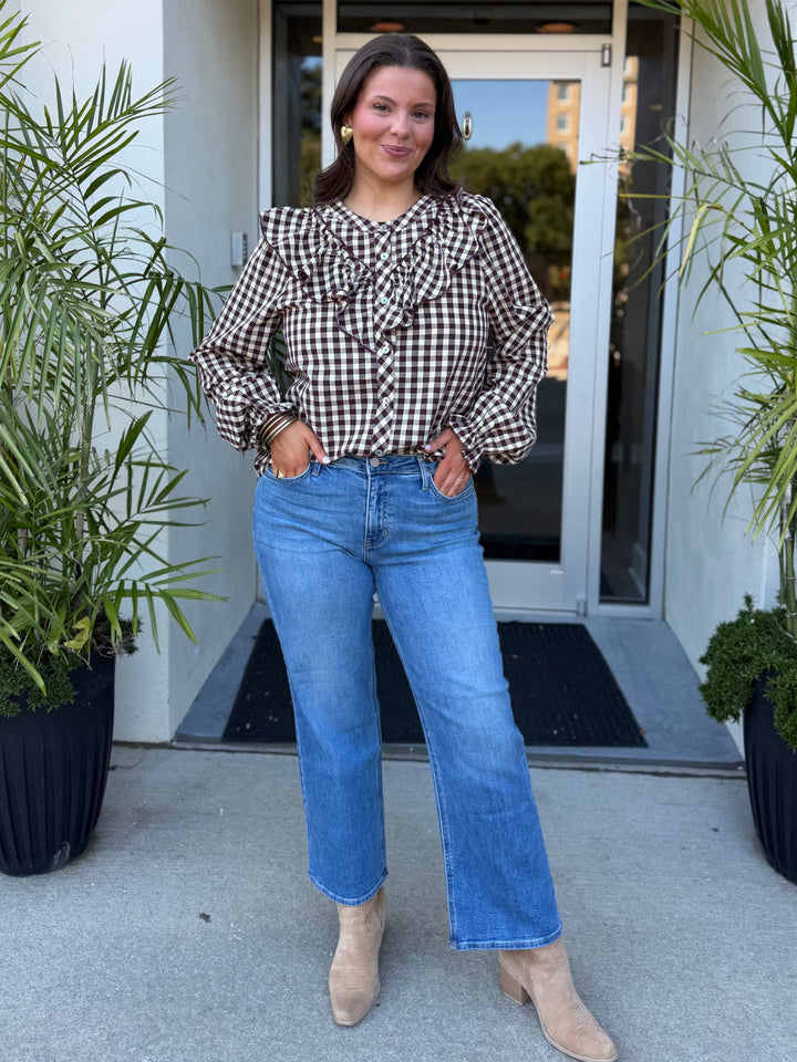 Charlie Gingham Ruffle Top