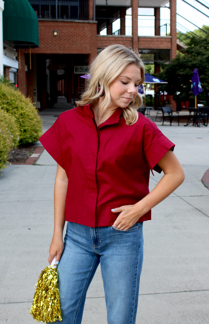 Blakely Button Up Blouse | Merlot