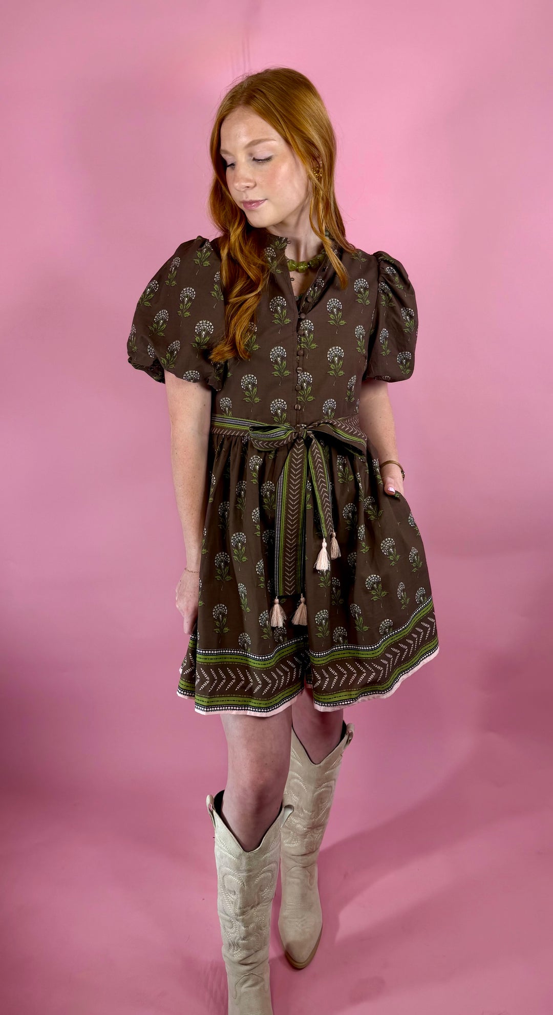 Mocha in Bloom Mini Dress