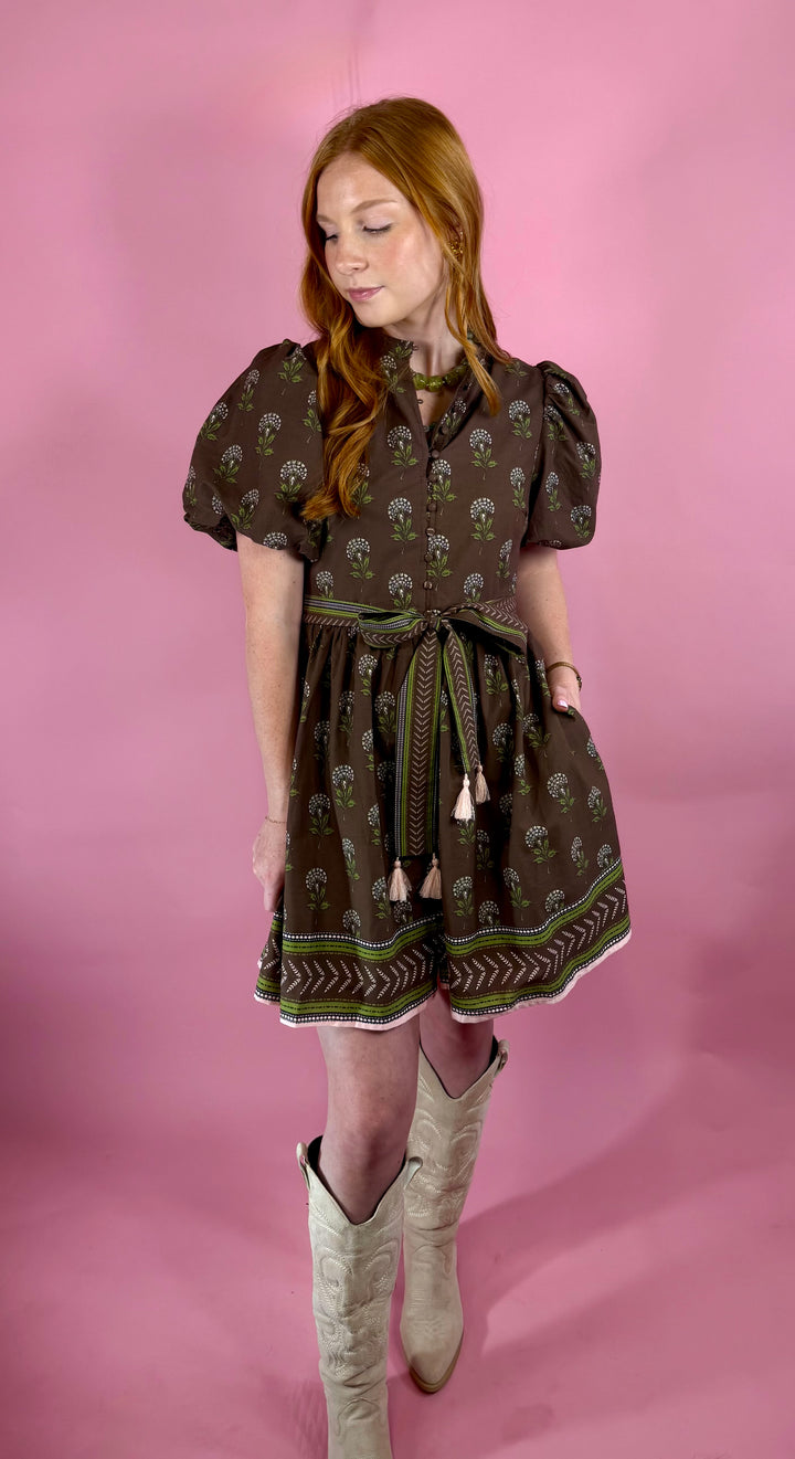 Mocha in Bloom Mini Dress