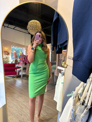 Apple Green Shoulder Pleat Dress