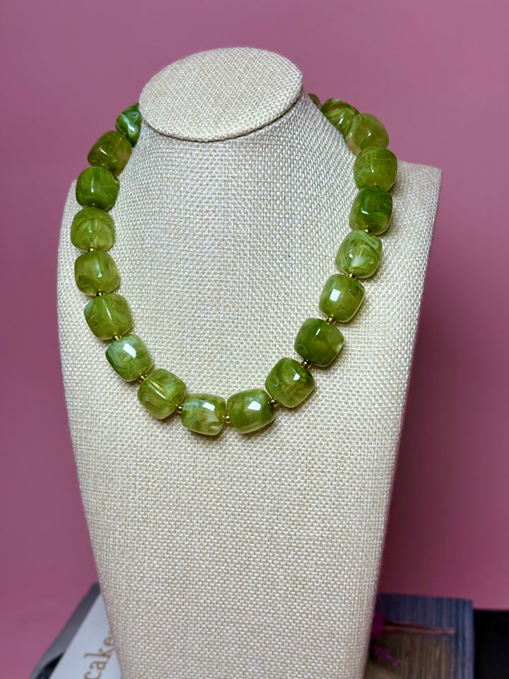 Marble Cube Necklace | Green