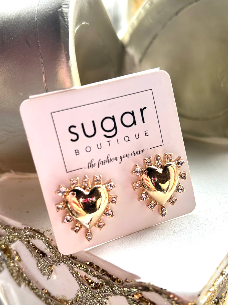 Rhinestone Heart Studs