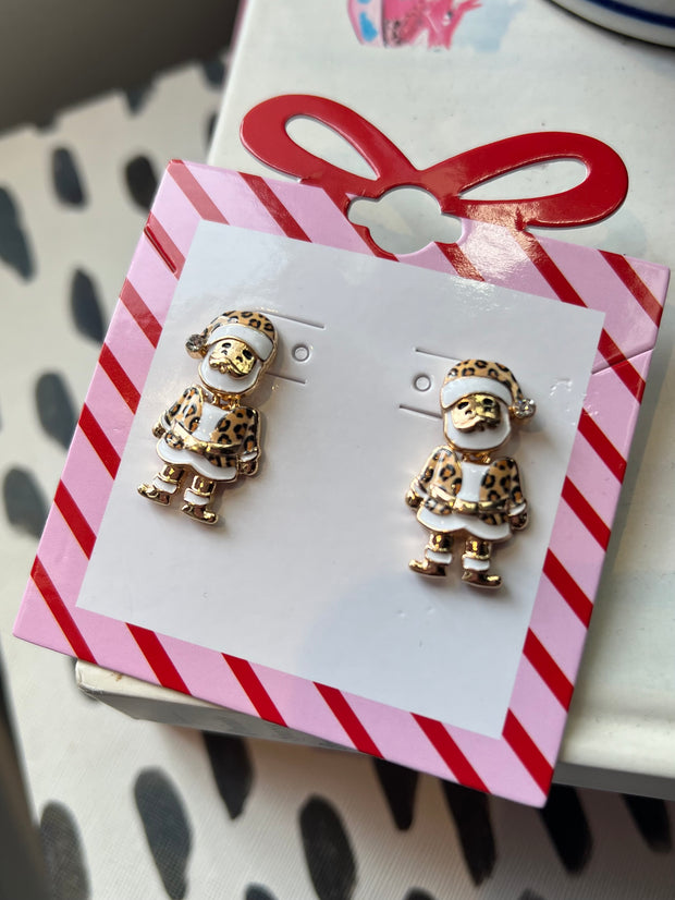 Leopard Lovin Santa Earring