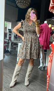 In The Wild Smocked Leopard Dress