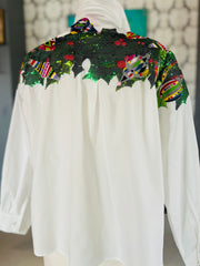 Multi Metallic Wreath Cotton Button Up