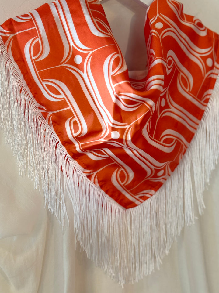 Tailgate Fringe Scarf | Orange &amp; White