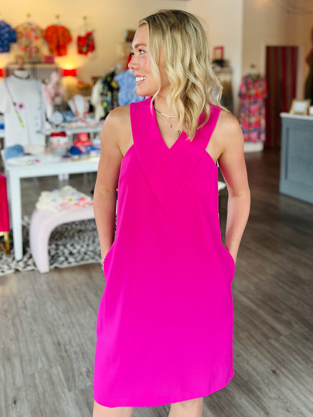 Danica V Neck Dress | Fuchsia