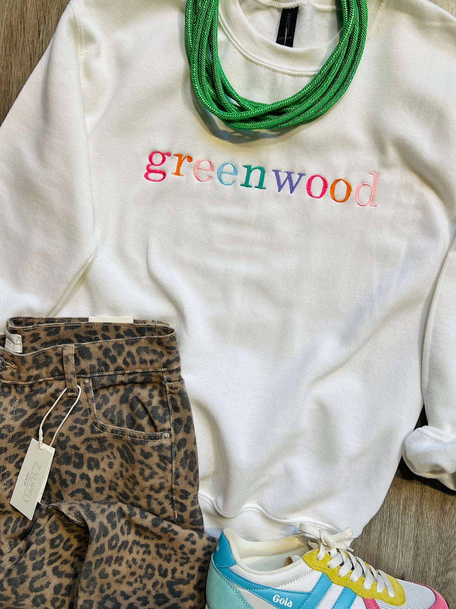 Colorful Greenwood Sweatshirt | White