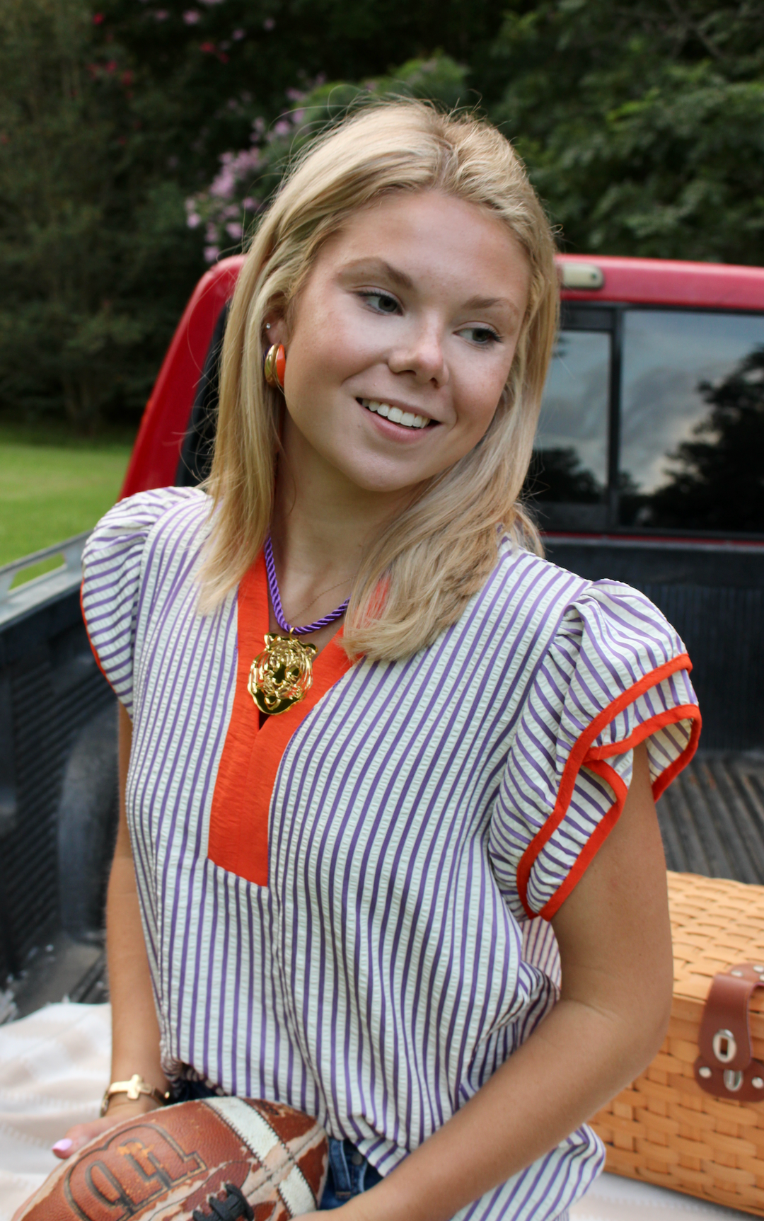 Campus Stripe Top | Orange &amp; Purple
