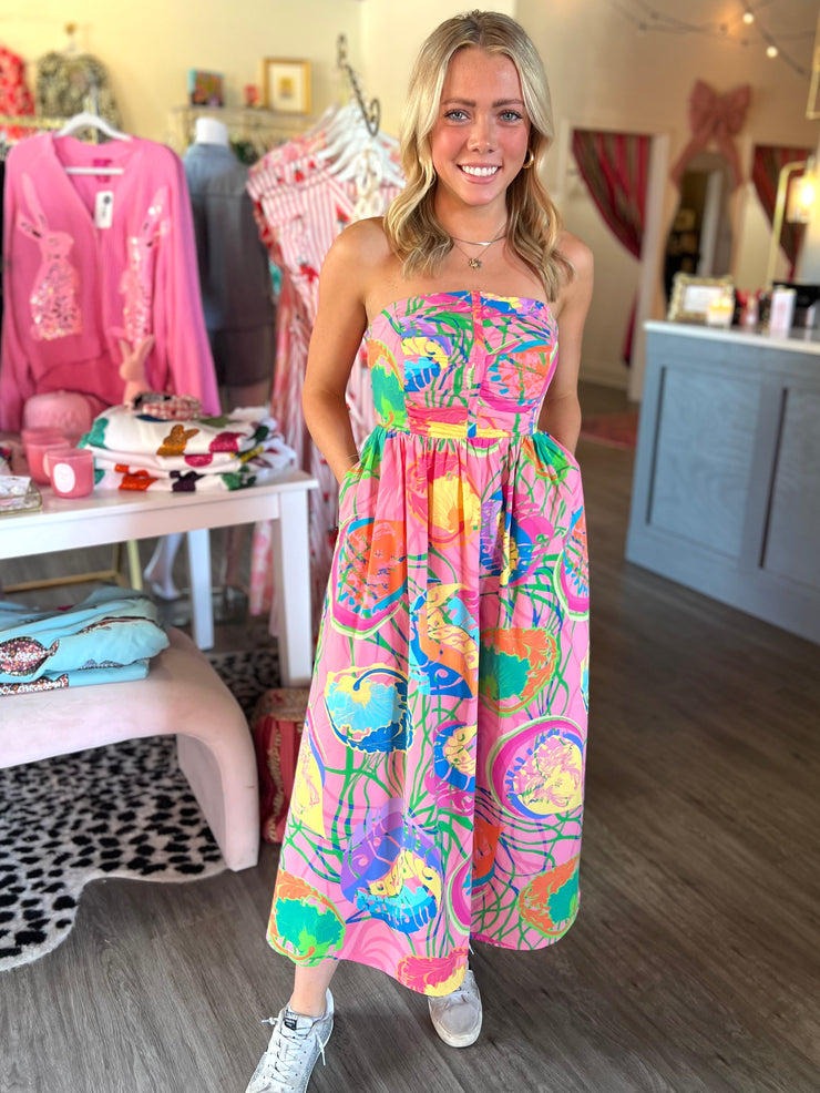 Funky Ribbon Party Strapless Dress