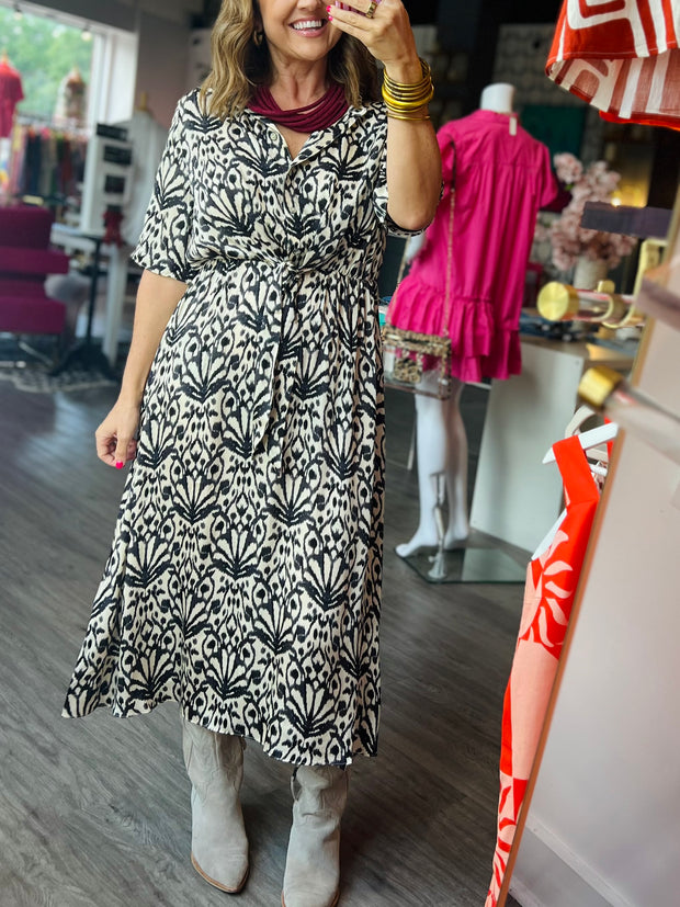 Ikat Blossom Midi Maxi