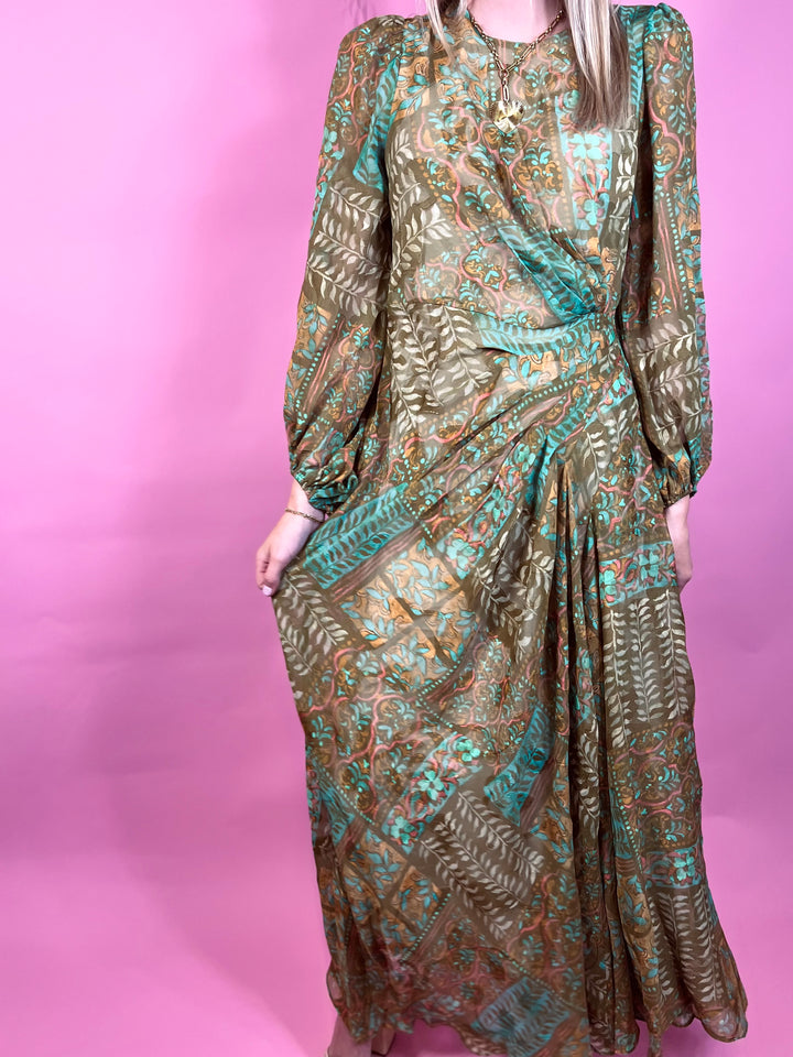 Olive Tapestry Maxi Dress