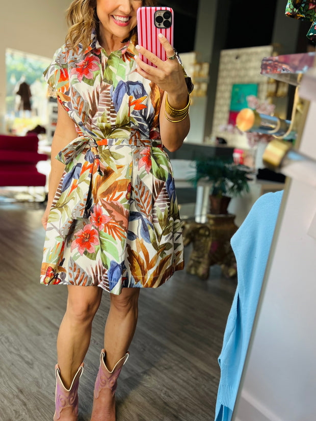 Leaf Mosaic Fit & Flare Dress