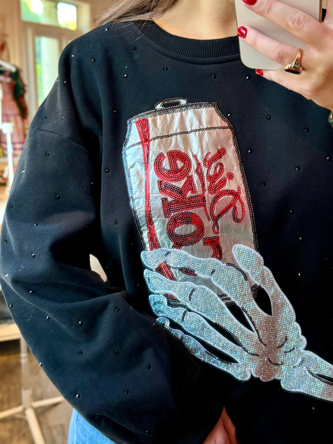 Licensed Skeleton Hand Diet Coke Sweatshirt | Black