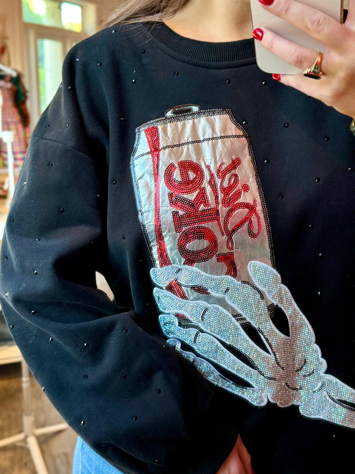 Licensed Skeleton Hand Diet Coke Sweatshirt | Black