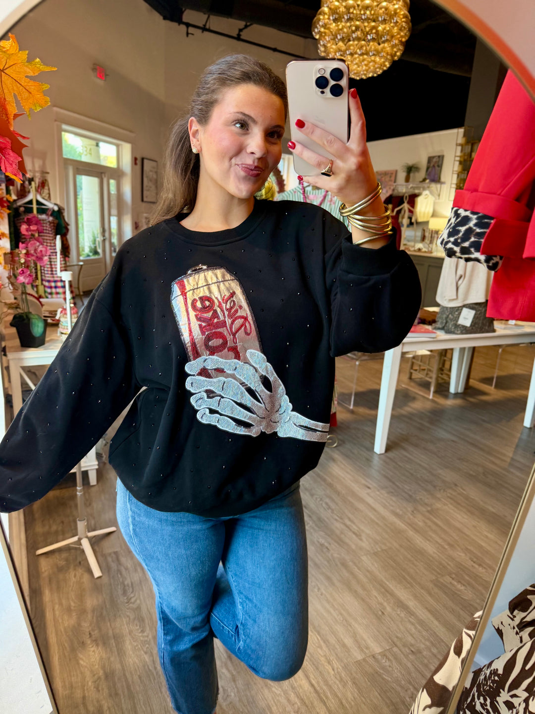 Licensed Skeleton Hand Diet Coke Sweatshirt | Black