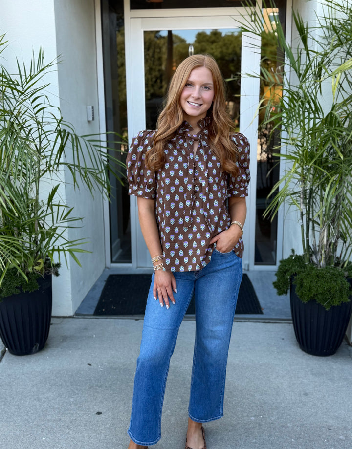 Paisley Tie Neck Blouse