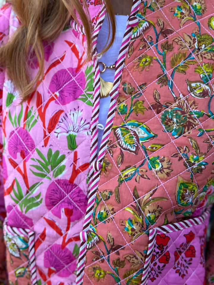 Patchwork Quilted Jacket | Pink