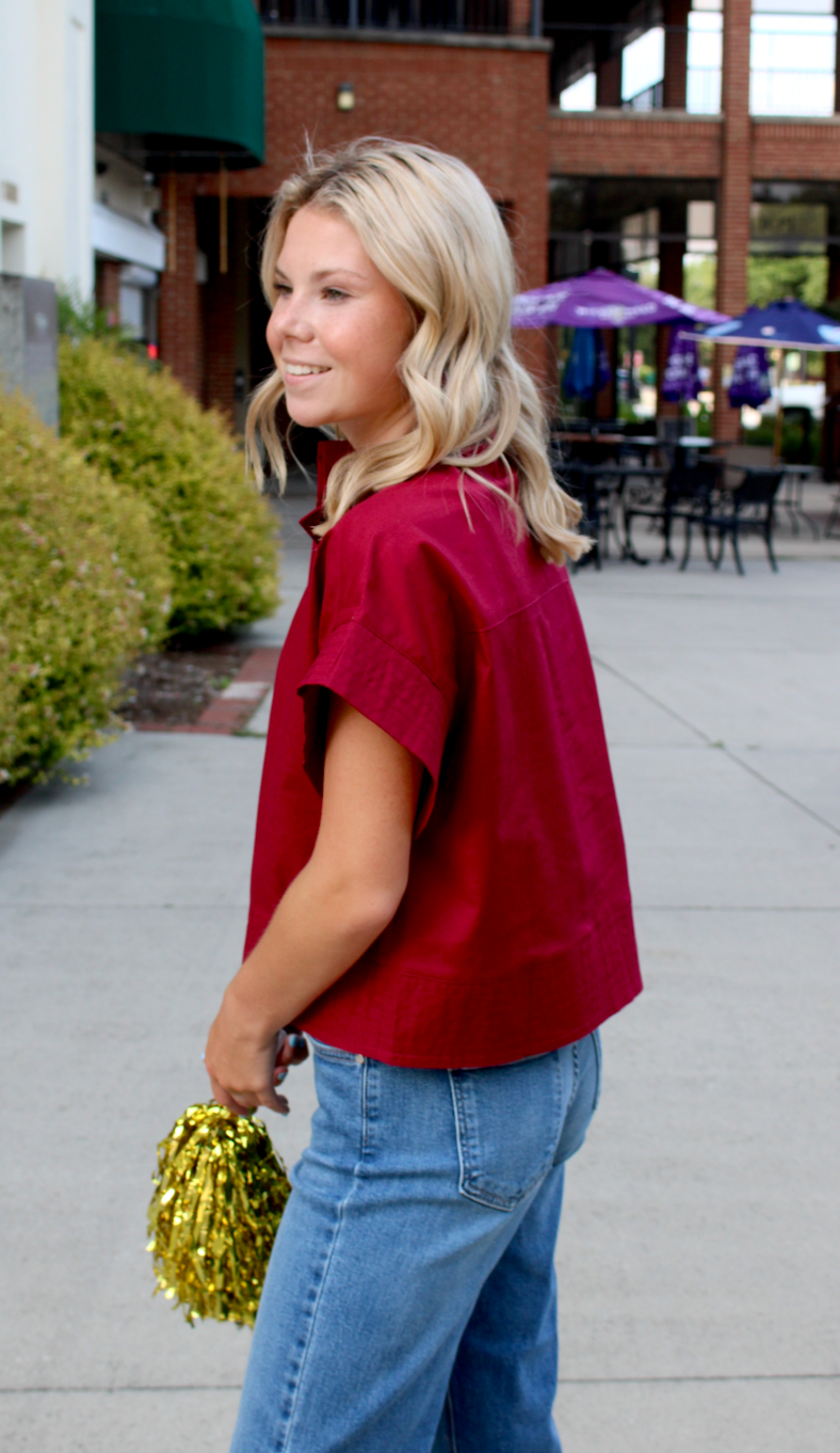 Blakely Button Up Blouse | Merlot