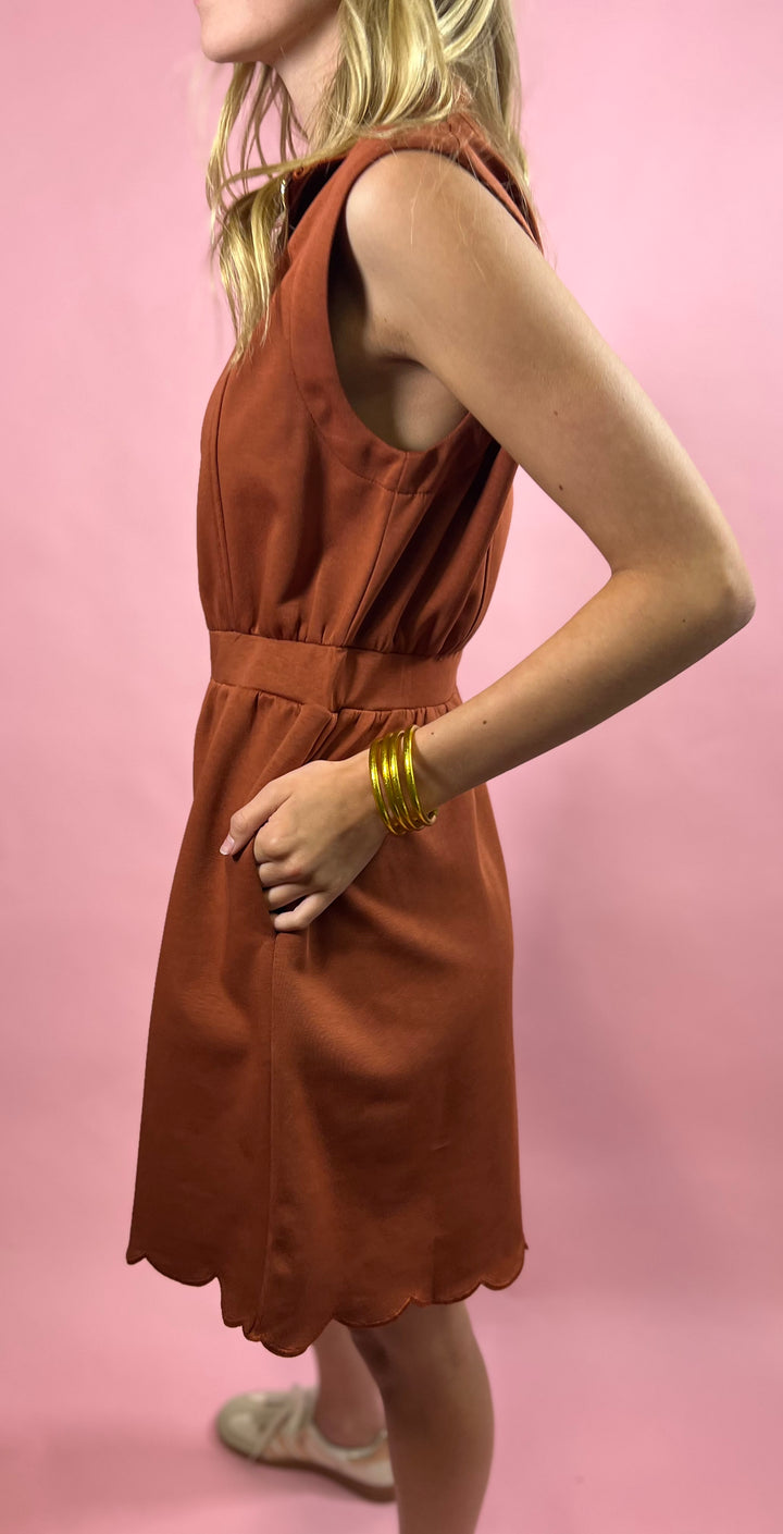 Savannah Scallop Day Dress | Brick