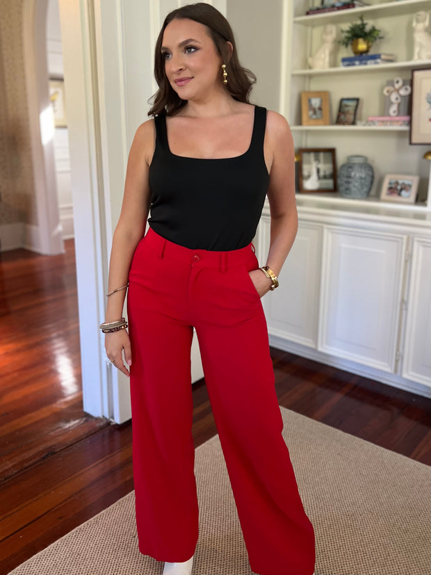 High Waisted City Trouser | Red