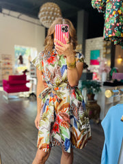 Leaf Mosaic Fit & Flare Dress