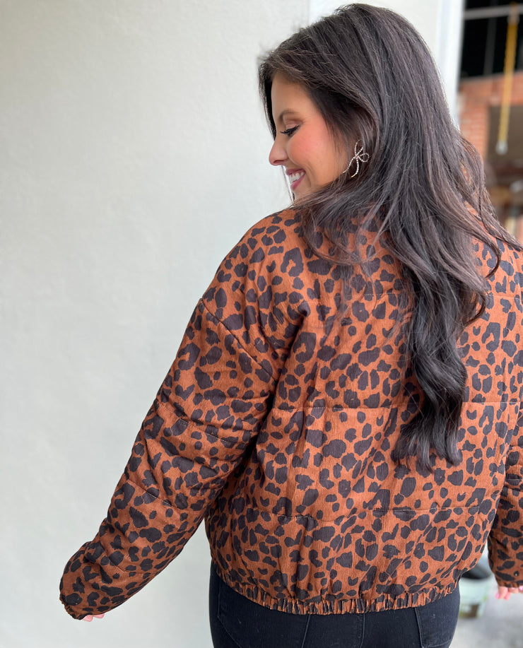 Leapin' Leopard Puffer Jacket - SMALL