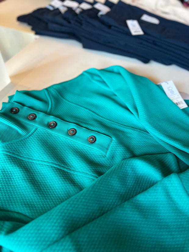 Tonya Button Mock Pullover | Spruce Shade