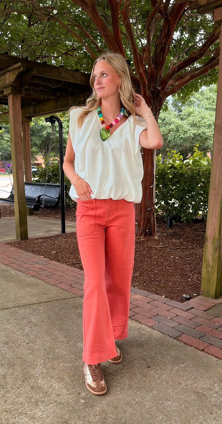 Pearl Bubble Top | White