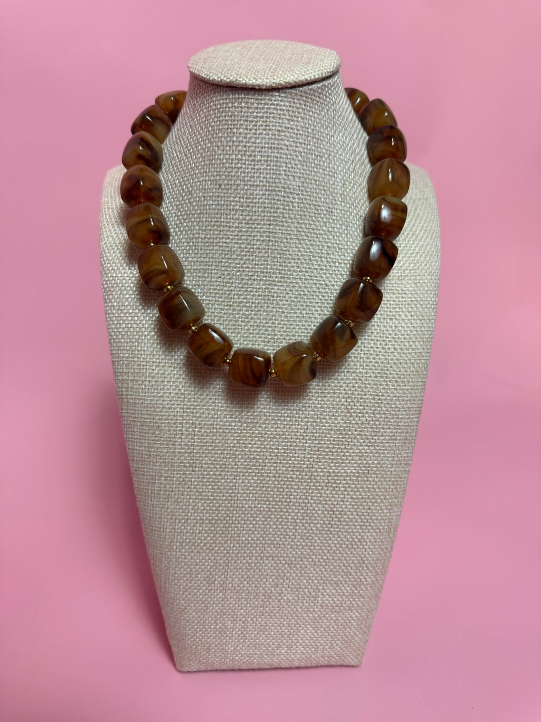 Marble Cube Necklace | Brown