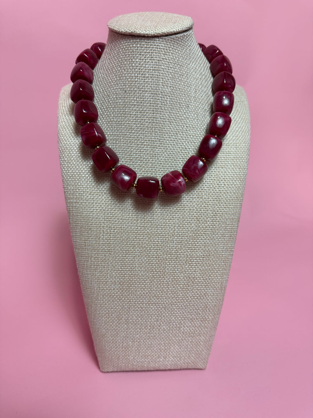 Marble Cube Necklace | Garnet