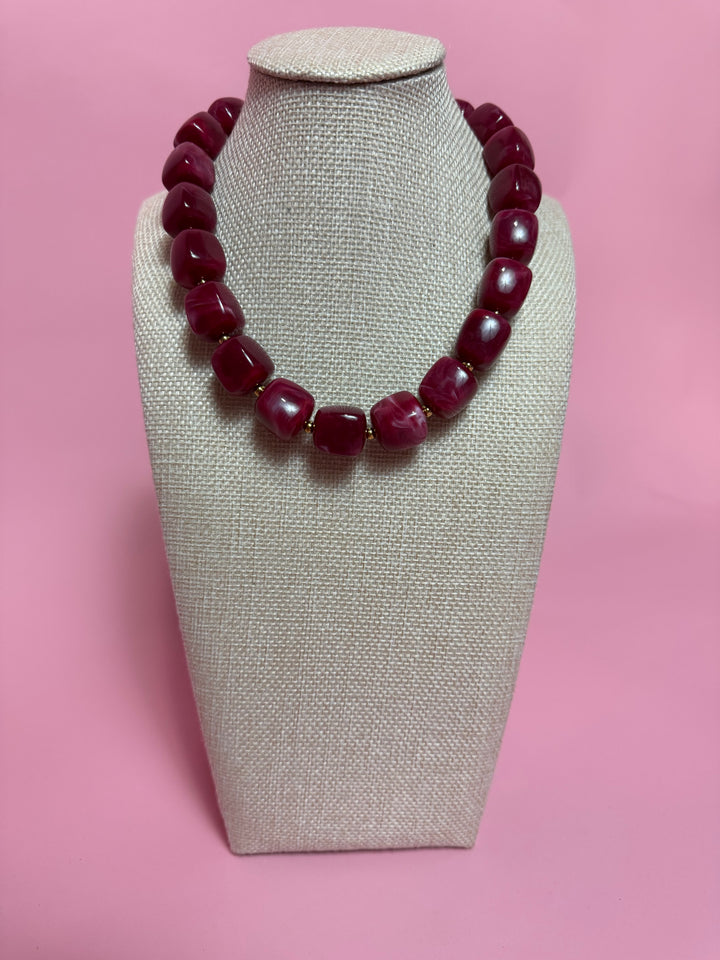 Marble Cube Necklace | Garnet