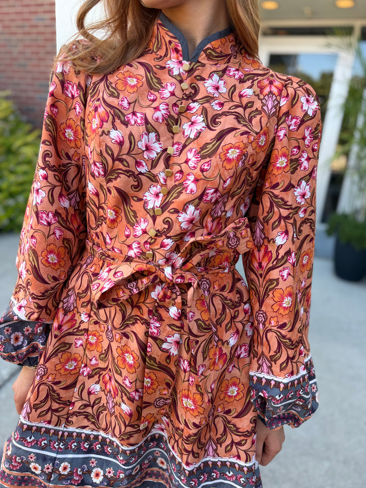Mandarin Collar Mini Dress