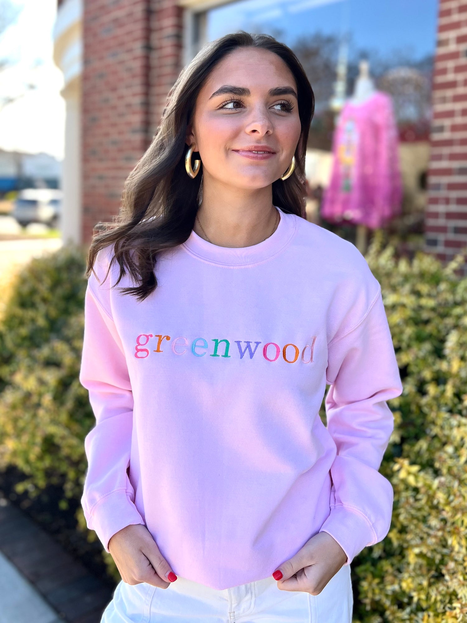 *RESTOCKING by 1/15* Colorful Greenwood Sweatshirt | Light Pink