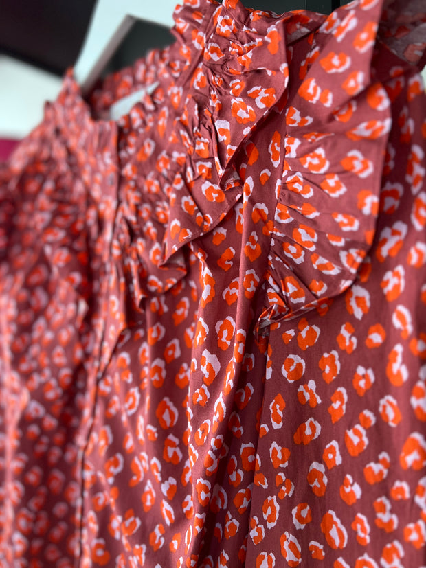 Vermont Leopard Ruffle Top