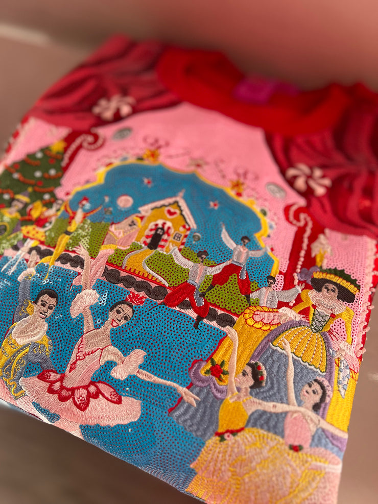 Red Nutcracker Ballet Stage Scene Sweatshirt