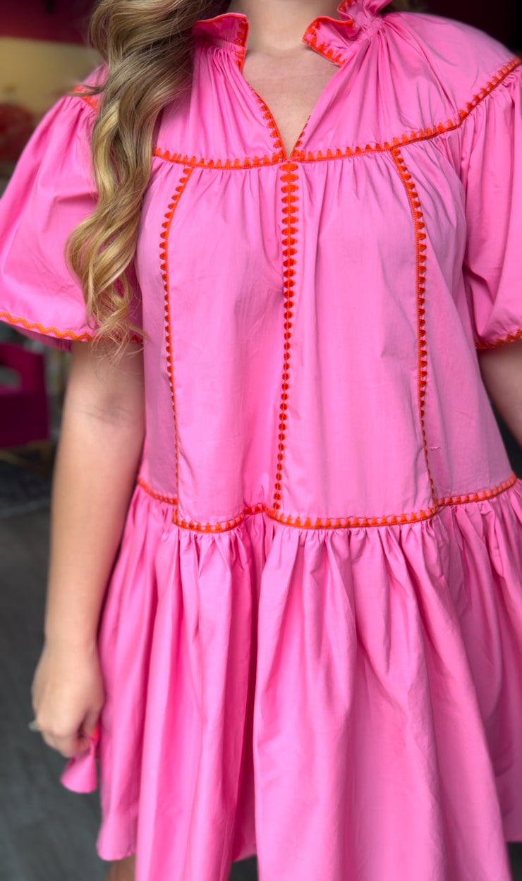 Funky Contrast Dress | Pink