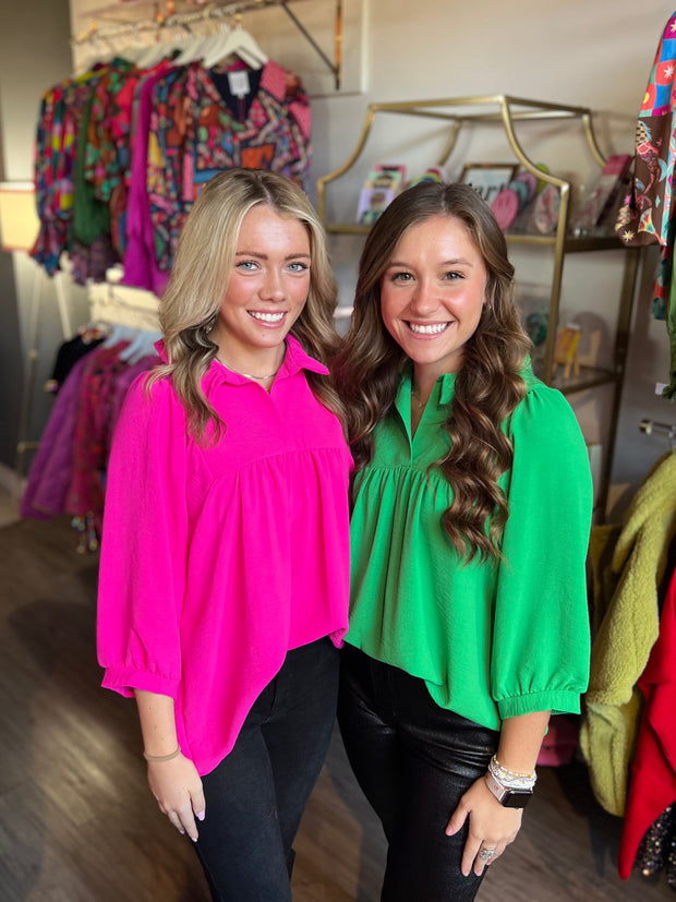 Mandy Ruffle Top | HOT PINK