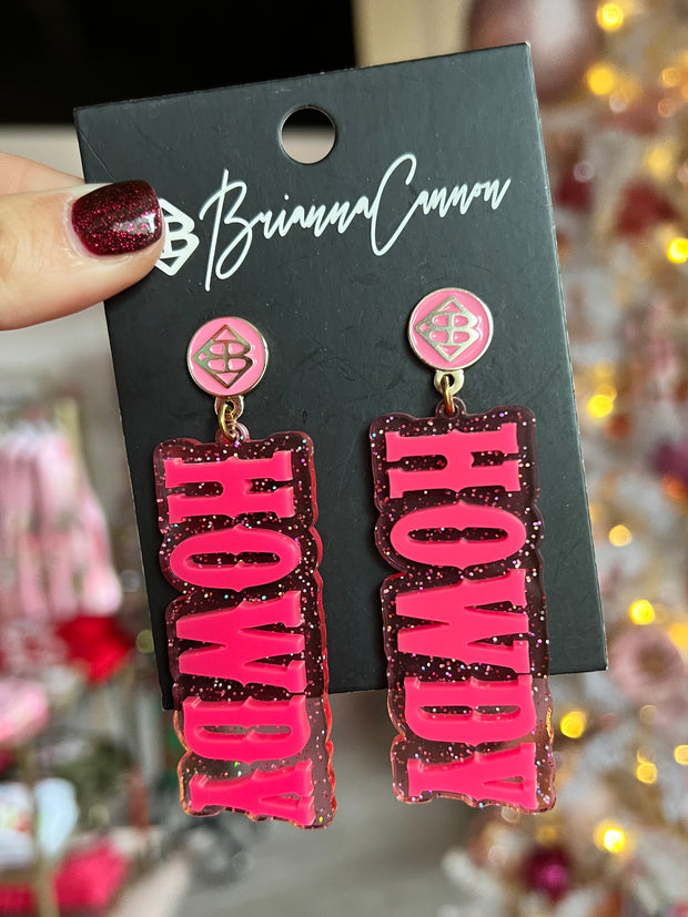 Glitter Howdy Earrings | Pink