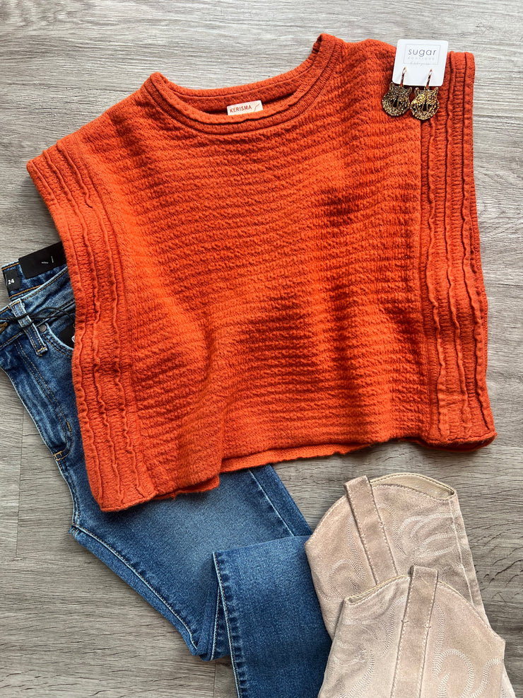 Audrey Crop Sweater Top | Rust