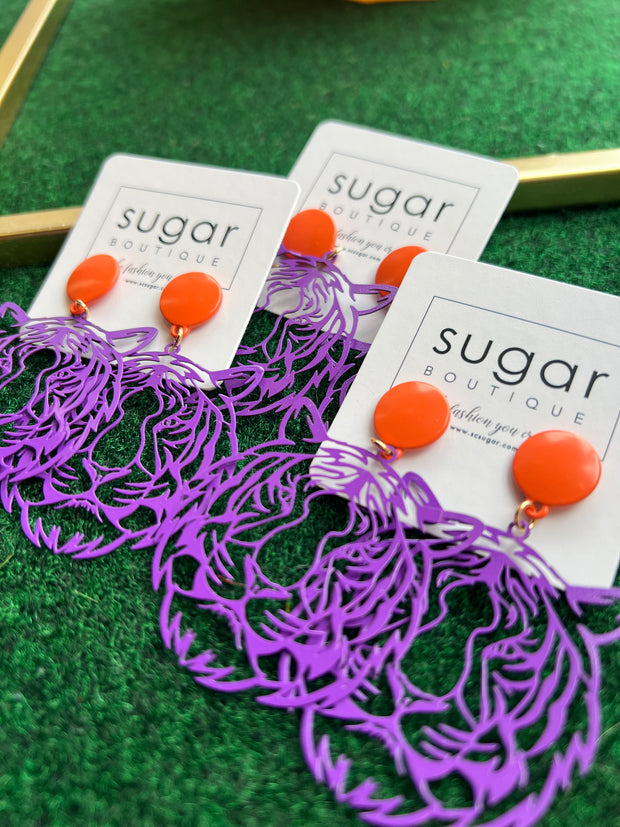 Tiger Filigree Earring | Orange/Purple