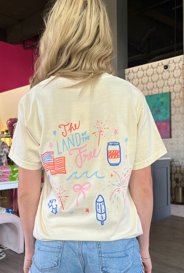 Land of the Free Doodle Tee